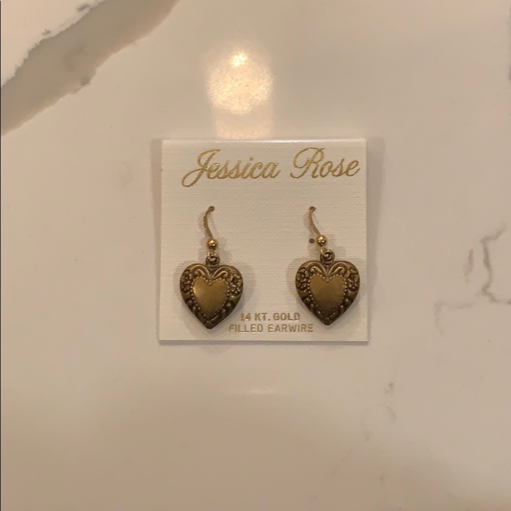 Brushed antique gold heart ❤️ earrings